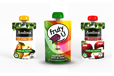 Pouchs propuesta grafica etiqueta y montaje 3D, año 2015